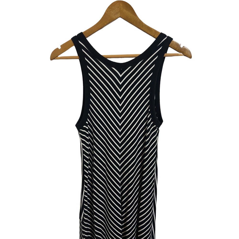 Cabi Black White Striped High‎ Low Sleeveless Knit Dress Coastal Resortwear XS - Picture 9 of 10